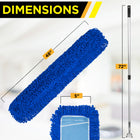 Gritt Commercial All-In-One 48” Microfiber Dust Mop Set with 72" Telescopic Handle-Mop Head Width: 5"