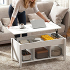 HOMCOM Lift Top Coffee Table with Storage - White-Made of particle board with a melamine surface for enhanced stability and durability