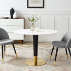 Modway Zinque 42" Oval Dining Table - Gold White-MDF Tabletop