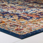 Modway Entourage Jessa Distressed Vintage Floral Lattice Area Rug - 8 ft W x 10 ft L - Blue Orange Yellow Red-Gripping Rubber Underside