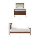 Modway Leni Twin Size Wood Platform Bed Frame - Walnut Heathered Ivory-Solid Rubberwood Headboard & Footboard