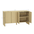 Manhattan Comfort Linda 60" Modern 4-Door Sideboard - Natural Oak-Features 2 Media Holes for Media and Wire Management