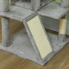 PawHut 54" Cat Tree Tower with Scratching Posts and Condos - Light Grey-Toy ball for playful stimulation 