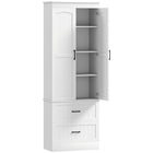 HOMCOM 67" H Farmhouse Kitchen Pantry Cabinet - White-Features a four-tier cabinet and two drawers, organizing all your kitchen clutter 