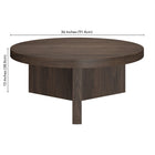 Hudson&Canal Holm 36"W Round Coffee Table - Alder Brown-Product Dimensions: 36" L x 36" W x 15" H