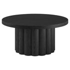 Hudson&Canal Olie Round Fluted Coffee Table - 32" W - Black Grain-Table is made of high-quality and durable MDFmaterials with a metal inner frame