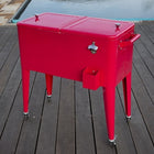 Permasteel 80 Quart Patio Cooler - Red-Dual Lid for Easy Access