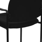 Flash Furniture Comfort Black Fabric Stackable Steel Side Reception Chair with Arms-Contoured Cushions