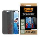 PanzerGlass Ultra-Wide Fit Privacy Screen Protector iPhone 16/15 - Black-The content of your screen virtually invisible to everyone except you