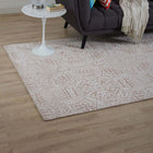 Modway Javiera Contemporary Moroccan Area Rug - 5 ft W x 8 ft L - Ivory/Cameo Rose-Protect Floors From Traffic/Furniture