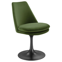 Modway Lippa Swivel Dining Performance Velvet Side Chair - Black Moss Green-Stain-Resistant Performance Velvet Upholstery