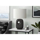 Monarch Specialties 26" H Contemporary Table Lamp - Black Ceramic / Ivory / Cream Shade-Topped with a luxurious linen-blend ivory fabric shade, this decorative lamp casts a warm and inviting ambiance, making it an ideal accent piece for your end or side table or nightstand