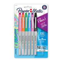 PaperMate Flair Ultrafine Felt Tip Pens - 0.4mm - Assorted Colours - 12 Pack-Porous Felt Pen