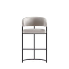 Manhattan Comfort Augusta 22.8" Modern Leatherette Upholstered Barstool - Light Grey-Rounded Backrest. Seat Height: 29.7"