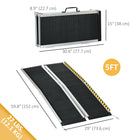 HOMCOM 5' Folding Wheelchair Non-Skid Threshold Ramp - Black-Foldale design for transportation and storage 
