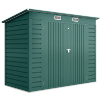 Outsunny 8 x 4FT Outdoor Storage Shed - Green-Seven support columns with crossbeams and foundation kit for enhanced stability
