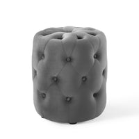 Modway Amour Tufted Button Round Performance Velvet Ottoman - Grey-Tufted Button Accent Ottoman