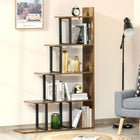 HOMCOM Industrial Style Bookcase Display Stand - Rustic Brown-With elegant and modern style, it is suitable for a variety of scenarios:bedroom, living room, storeroom 