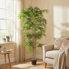 Outsunny 6' Artificial Bamboo Tree in Pot with 1530 Leaves - Green-Suitable for home or office, spices up any space with its natural accent 