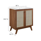 Modway Soma 30" Bathroom Vanity - Walnut/White-Adjustable Shelf