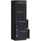 HOMCOM 4 Drawer Vertical Filing Cabinet with Lock - Black-Compact design maximises storage while saving valuable space 