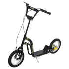 Aosom Youth Kick Scooter with 12'' Inflatable Rubber Wheel - Black-Ф12"(30.5cm) front and rear rubber wheels for smooth rides 