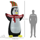HOMCOM 8' Lit Inflatable Penguin with Merry Christmas Christmas Yard Decoration-Deflates fast for easy storage 