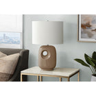 Monarch Specialties 26" H Contemporary Table Lamp - Brown Ceramic / Ivory / Cream Shade-Topped with a luxurious linen-blend ivory fabric shade, this decorative lamp casts a warm and inviting ambiance, making it an ideal accent piece for your end or side table or nightstand