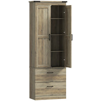 HOMCOM 67" H Tall Kitchen Pantry Cabinet with Adjustable Shelves - Coffee Brown-Four-tier cabinet and two drawers maximize storage space 