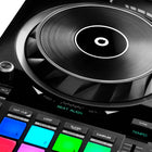 Hercules DJControl Inpulse 500 Controller-Solid retractable feet: DJcontrol inpulse 500 is 3.1" / 8 cm tall with its feet extended. elevate your mixing: run wires underneath, and protect the controller from spilled drinks. the base is backlit when the feet are extended (i.e. folded out