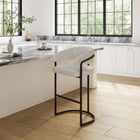 Manhattan Comfort Augusta 22.8" Modern Leatherette Upholstered Barstool - Light Grey-Upholstered in Beautiful Leatherette with High Density Foam Filled Padding