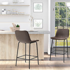 HOMCOM Counter Height Modern Kitchen Bar Stools - Coffee - 2 Pack-Covered by soft leather-like microfiber cloth, making it resistant to abrasion and stains

