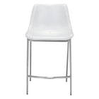 Zuo Magnus Counter Stool - White/Silver - Set of 2-Plush and durable faux leather fabric