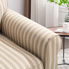 Ebello Kandyn 29.7" W Modern Soft Stripe Upholstered Swivel Barrel Chair with Removable Cushion - Brown-Colour: Brown