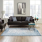 Modway Chiara Distressed Floral Lattice Contemporary Area Rug - 8 ft W x 10 ft L - Moroccan Blue/Ivory-Protect Floors From Traffic/Furniture
