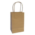 Wamaco Twisted Handle 100% Recycled Shopper Bags - 5-1/4" x 3-1/2" x 8-1/4" - Kraft - 100 Pack(14-5700K)-100% Recycled Kraft, packaging for any retail products, adhered company logo stickers or ink stamp for advertising