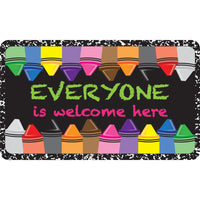 Ashley Productions The Original Fun Mat Welcome Mat - 18" x 30" - Everyone Welcome Crayons Composition-Measurements and Design: The Everyone Welcome Crayons Composition Welcome Mat measures 18" x 30".