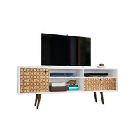 Manhattan Comfort Liberty 70.86" TV Stand, White and 3D Brown (202AMC67)-Free Standing TV Stand for Living Room and Bedroom use.