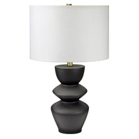 Hudson&Canal Cassian 25" Tall Table Lamp with Fabric Shade - Matte Black/Brass/White-Modern and contemporary design for your living room, workspace, or bed side table