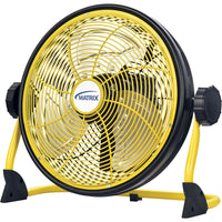 Matrix Industrial 12" Rechargeable Indoor/Outdoor Fan with USB port-Includes a lithium-ion battery and charger cable