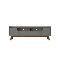 Manhattan Comfort Marcus 70.86" Mid-Century Modern TV Stand - Grey and Nature-Mid-Century Modern Free Standing TV Stand for Living Room and Bedroom use