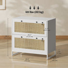 Vinsetto 2-Drawer Filing Cabinet with Lock - White-Rattan design injects Boho style into your home
