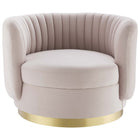 Modway Embrace Tufted Performance Velvet Swivel Chair - Gold Pink-Dense Foam Padding