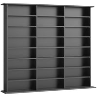 HOMCOM 8-Tier Media Storage Cabinet - Black-Large storage capacity holds 1032 CDs or 594 DVDs/Blu-rays
