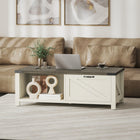 HOMCOM Farmhouse Coffee Table with Storage Shelf for Living Room - White-Overall Dimensions: 46"W x 23.25"D x 16"H