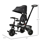 Qaba 4-in-1 Baby Tricycle Trike with Reversible Adjustable Seat - Black-Steplessly adjustable and detachable canopy 