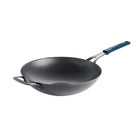 Tramontina Ember 12.5" Carbon Steel Open Wok with Natural Oil Finish - Removable Silicone Grip-Nitro Carbonized with Natural Oil Finish finishing