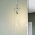 Modway Skylark Pendant Light - Clear/Polished Nickel-Glass Cylinder Shade