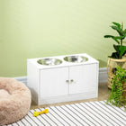 PawHut Elevated Dog Bowl Feeding Station with Stand - White-Its raised design prevents body strain from your pet 