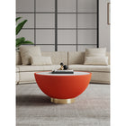 Manhattan Comfort Anderson 28.15" Modern Leatherette Upholstered Coffee Table - Orange-Beautiful Ceramic Marble Table Top